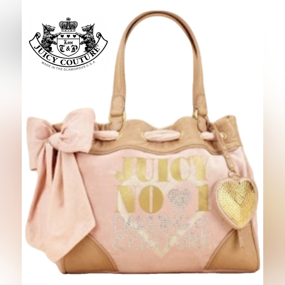 Juicy Couture VTG No.1 Pink Peach Gold Velour Daydreamer Y2K RARE